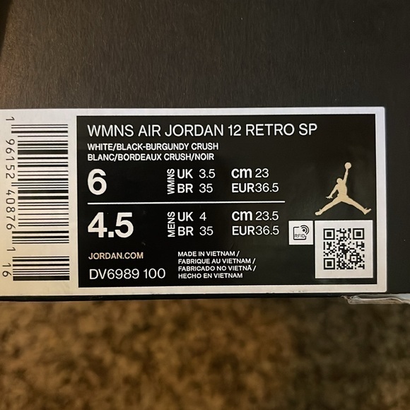 Nike Women's Air Jordan 12 Retro A Ma Maniere White Burgundy DV6989-100 US 6 - Picture 9 of 10